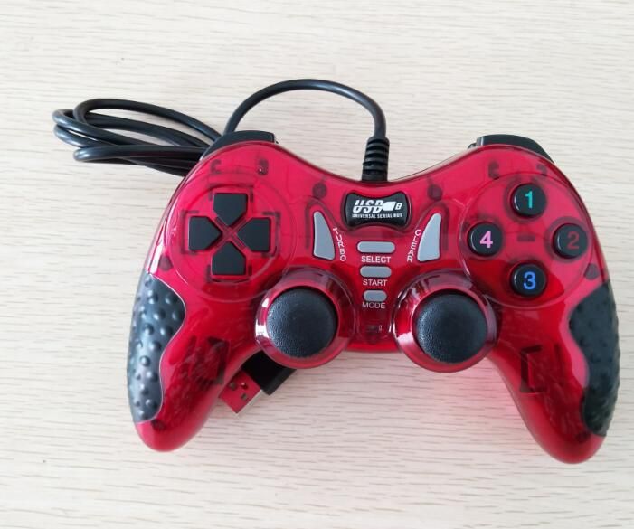 Domestic Transparent Color USB Compatible With Computer Game Dual Vibration Motion Sensing Controller_voghion.com