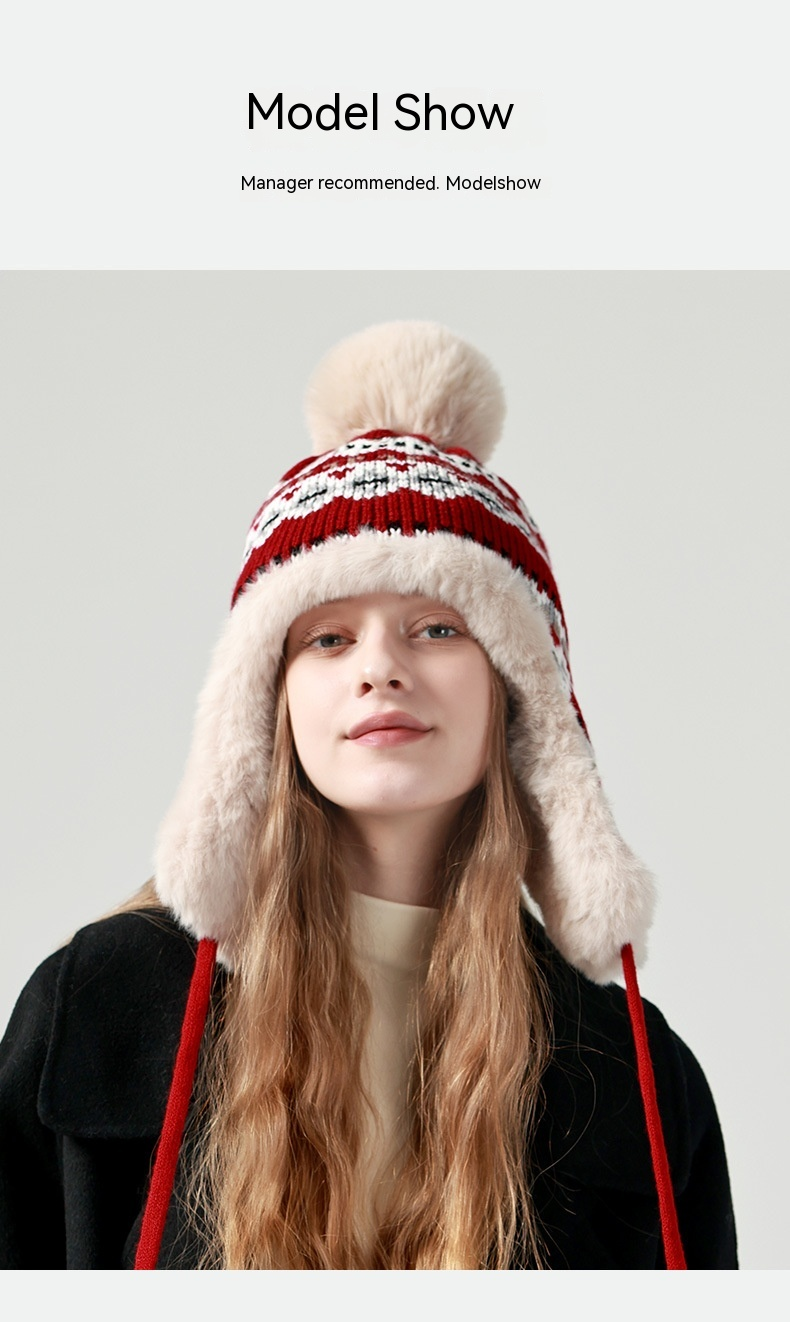 Kaninchenfellimitat mit plüschiger dicker Lei Feng-Mütze, koreanische Herbst-Winter-Version, warmer Gehörschutz, Radfahren im Freien_voghion.com