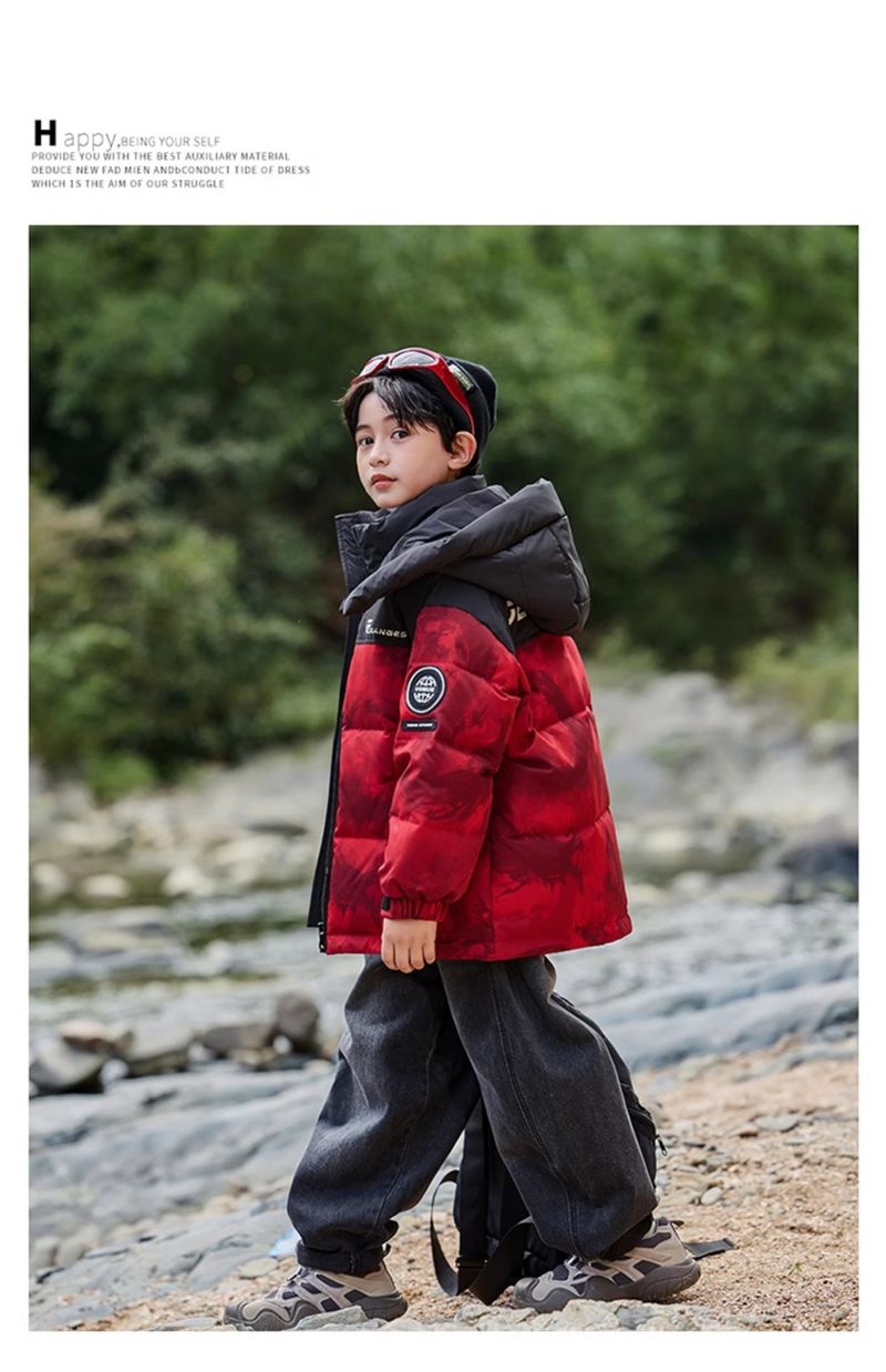 Boys' Camo Puffer Jacket – Thickened Polyester-Filled Winter Coat With High Neck & Zip Closure (120-170cm, B-Class Safety, Machine Washable)_voghion.com