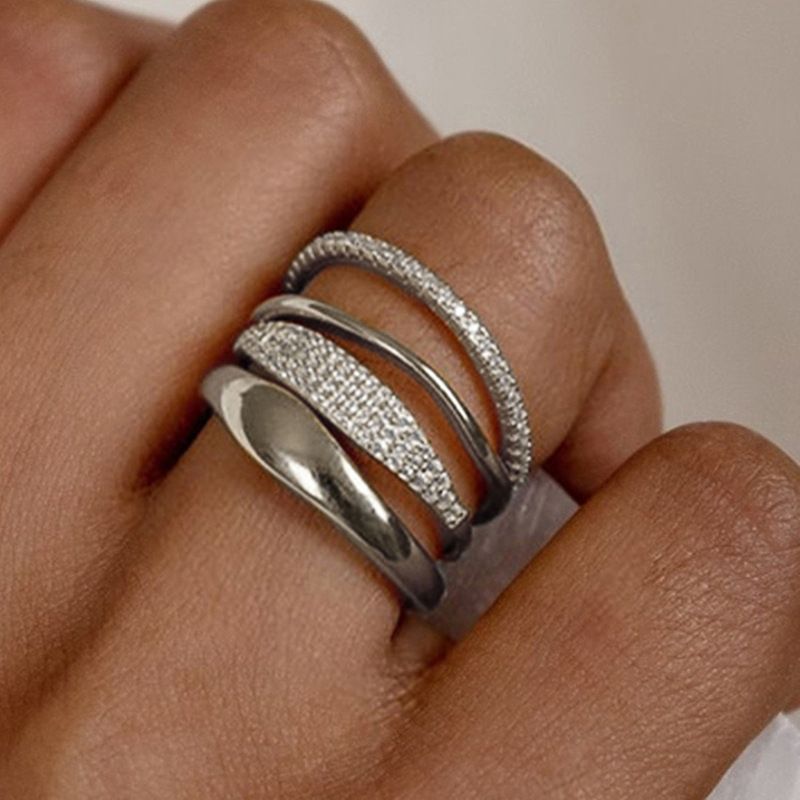 Cao Shi Simple Plain Ring Four Piece Set With Zircon Classic Jewelry For Engagement And Wedding Rings_voghion.com