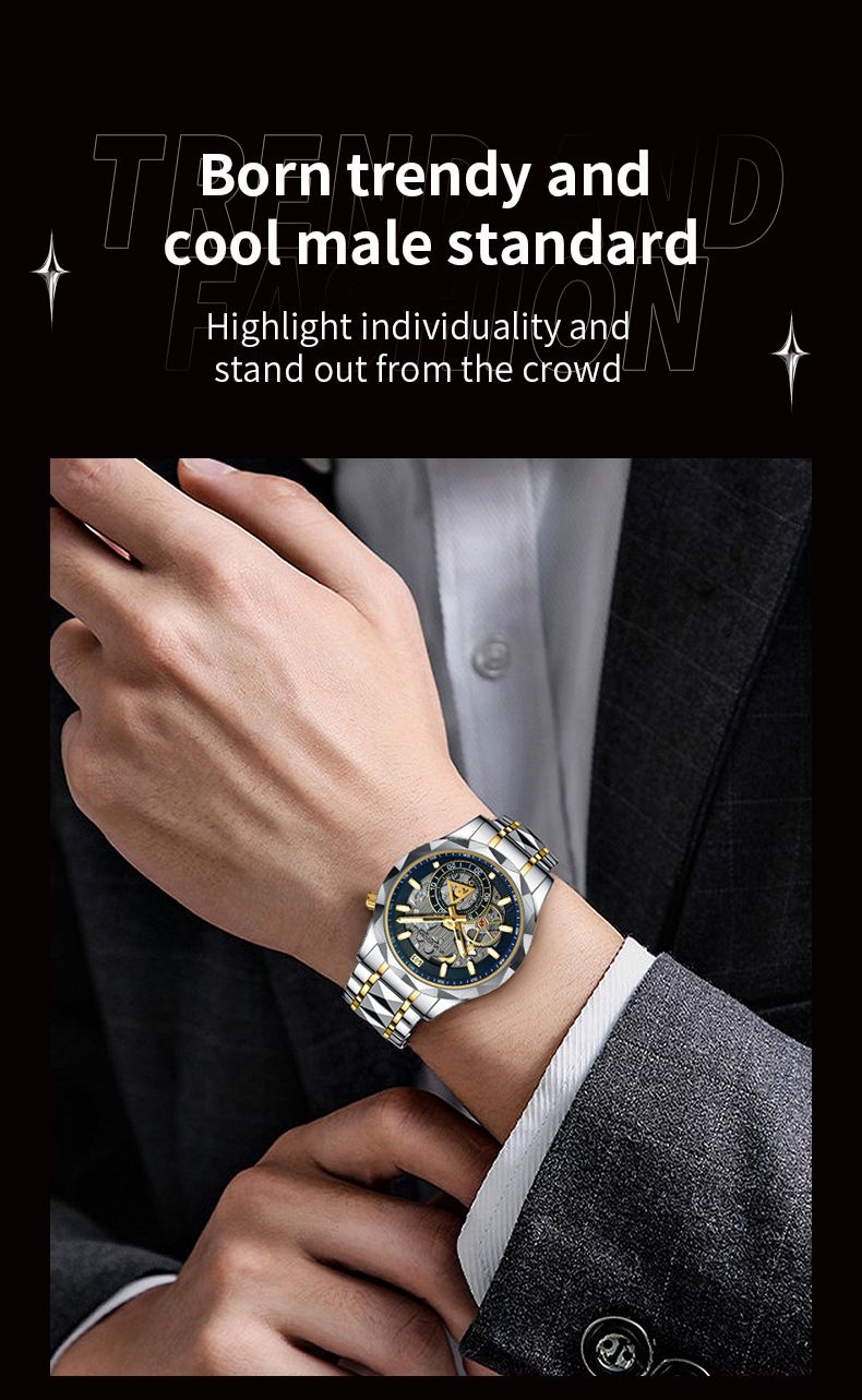 VA VA VOOM Men's Watch 2025 New Stainless Steel Hollow Watch Business Simple Quartz Waterproof Watch_voghion.com