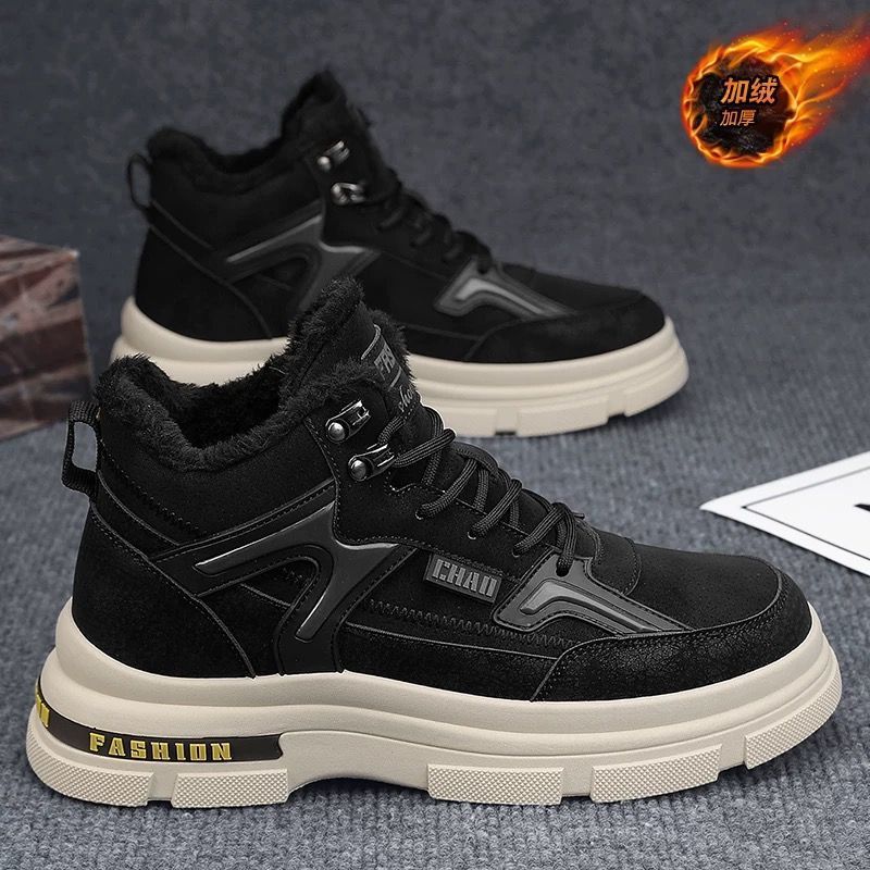 European Warm Series Men's Snow 2025 New Summer Thickened Warm Work With Leather And Wool, Thick Sole Martin Boots_voghion.com