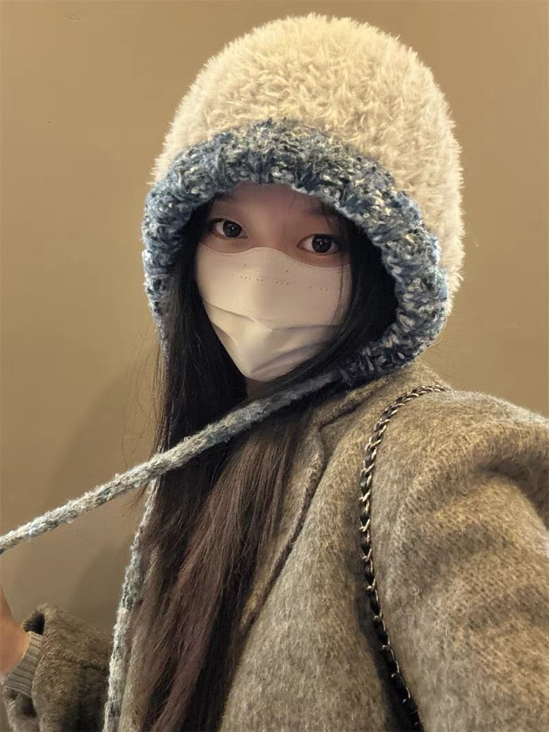 2024 Nuovo cappello lavorato a maglia con testa grande fatto a mano per bambini autunno e inverno, cappello lavorato a maglia con protezione per le orecchie caldo e spesso, mostra le dimensioni del viso_voghion.com