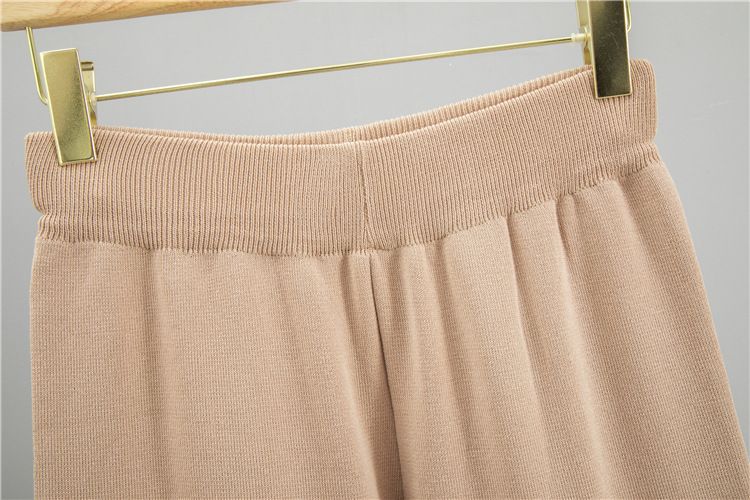Ensemble en tricot imprimé léopard et strass pour femme : pull et pantalon surdimensionnés, deux pièces_voghion.com