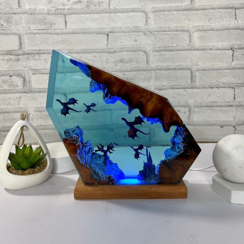 Fire And Ice Resin 3D Table Game Of Thrones Dragon Lamp Lighting Home Decoration Valentine's Day Gift_voghion.com