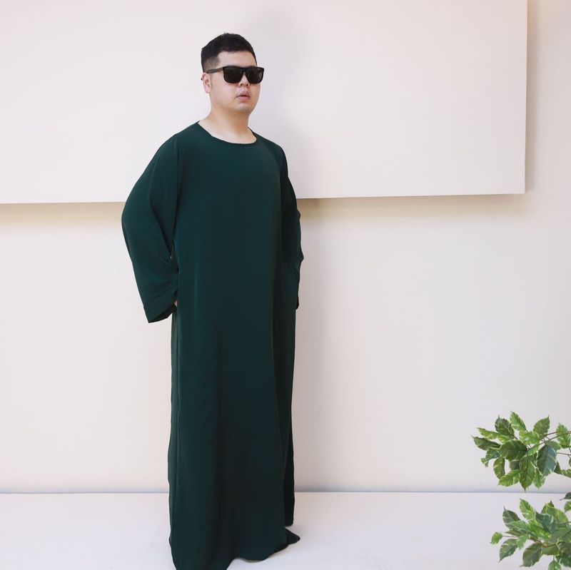 Verve Vêtements traditionnels Grande taille 2025 Abaya ethnique deux pièces de couleur unie_voghion.com