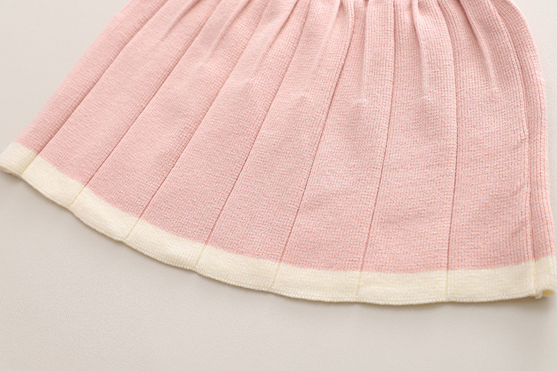 Baby Girls Sweater Dress Autumn And Winter Knit Two Dress Girls Long Sleeve Round Neck Sweater Dress_voghion.com