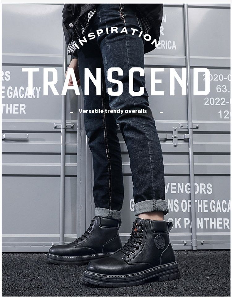 Men Shoes Fashion Motorcycle Boot Waterproof Leather Boots Spring Lace-Up Platform Boot New High Top Boots For Men Botas Hombre_voghion.com