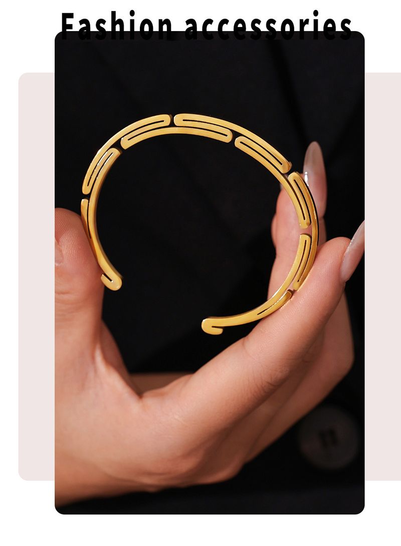 Bracciale aperto personalizzato alla moda da uomo in acciaio inossidabile, semplice e creativo, per gioielli_voghion.com