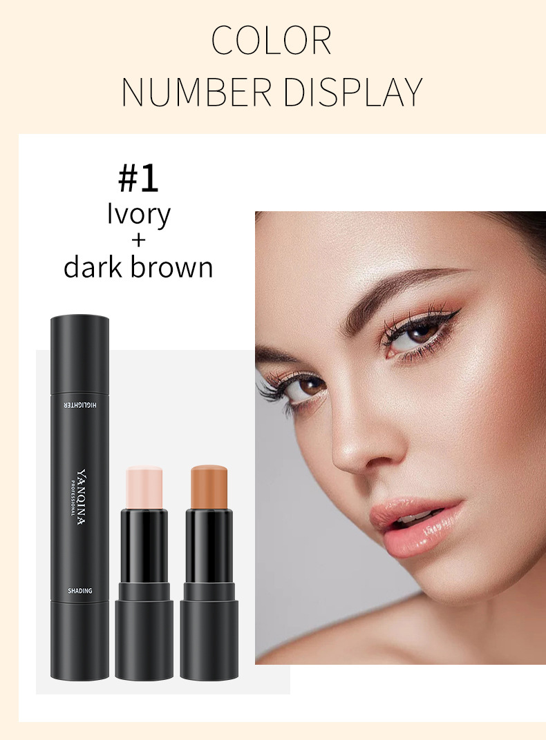 Double Headed Highlighter Stick Tredimensionell Shadow Concealer V Face Ljusande Naturlig Highlight Contour Pen_voghion.com