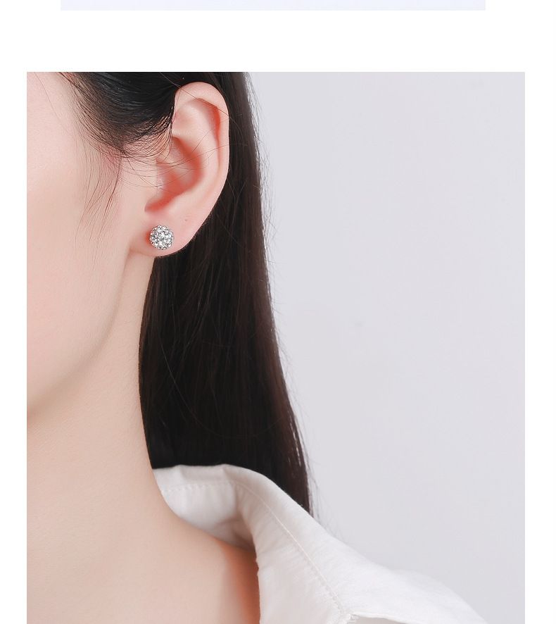 Silberrote Volldiamant-Kugelohrringe Nischen-Flash-Diamant-Gewindeperlen-Ohrknochen-Ohrstecker Einfacher weiblicher Schmuck_voghion.com
