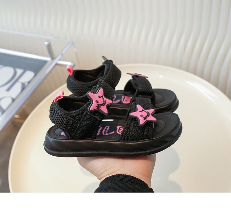 Sandali da ragazza 2024 Estate Nuova suola morbida antiscivolo Scarpe da spiaggia da principessa per bambine medie e grandi_voghion.com