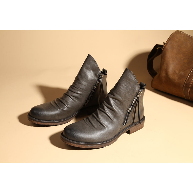 HPIOPL grenzüberschreitendes neues Produkt, doppelseitiger Reißverschluss, rutschfeste Unterseite, Herrenstiefel, Herrenschuhe, Quastenstiefel, Herren-Lederstiefel, 48 große Größe_voghion.com