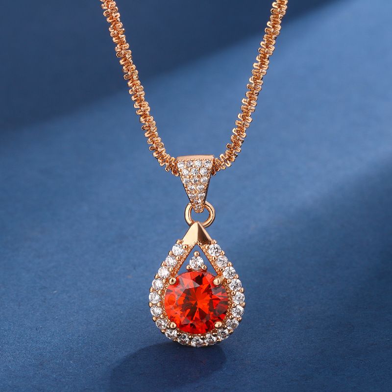 Neuer 3-Karat-Granatapfel-Rot-Zirkon-Champagner-Goldschmuck Bunter Schatz-Anhänger Leichter Luxus-Hochwertiger Ring für Damen_voghion.com