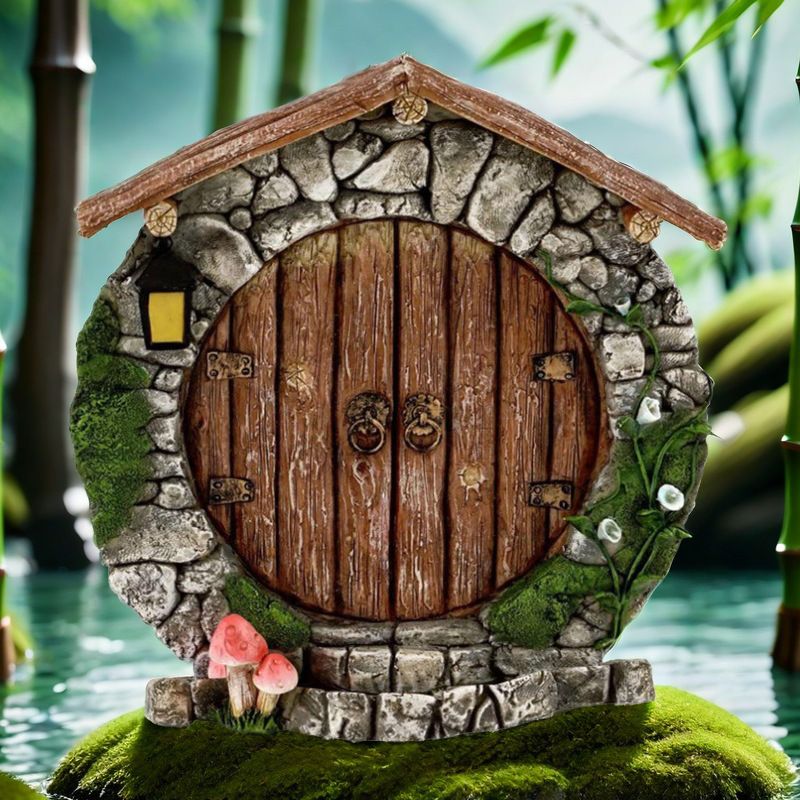 Elf Fairy Tale Small Door Wooden Crafts Outdoor Courtyard Garden Decoration Micro Landscape Ornaments_voghion.com