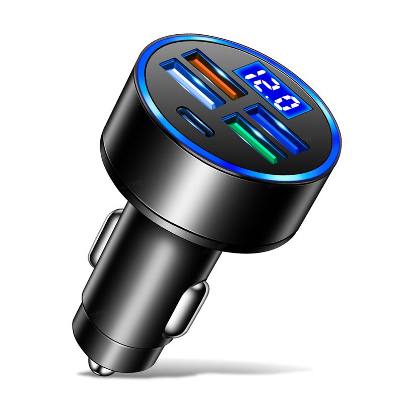 Müzik Festivali 4USB Type-C dijital ekran, voltaj algılama, bir ila beş çok portlu araç şarj cihazı_voghion.com