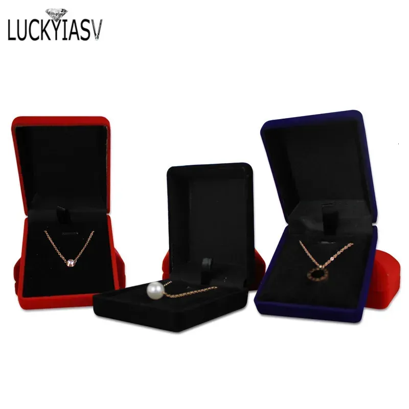 Bride Necklace Pendant Box Wholesale Quality Velvet Wedding Jewelry Gift Case Trinket Display Holder Large Earrings_voghion.com