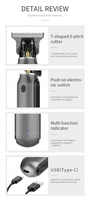 Kemei Hair Liners Clippers Men Beard Trimmer Zero Gapped T-Blade Hair Cutting Machine Cordless Professional Barber Edgers Cutter_voghion.com