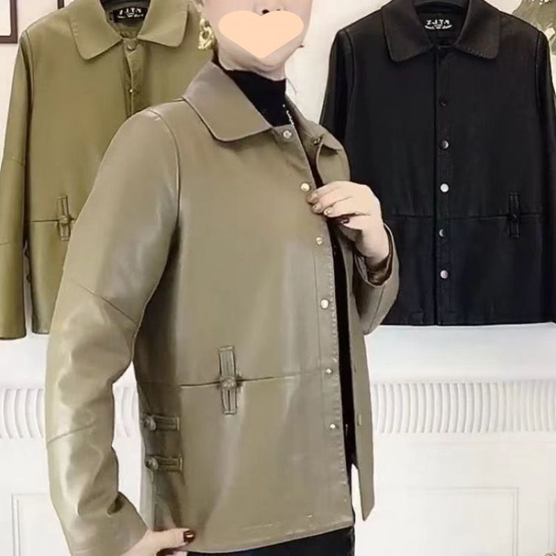 Manteau court en cuir pour femme, nouveau style chinois, ample, décontracté, à la mode, printemps-automne 2025_voghion.com