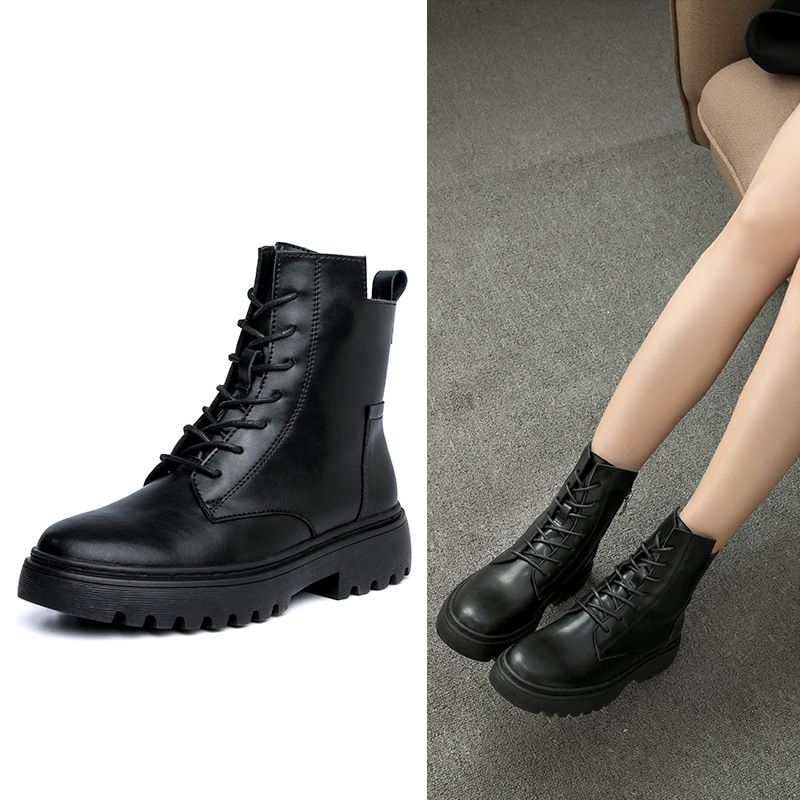 2022 Autum Witer Geuie Leather Marti Sprig Versatile Sigle British Style Thi Breathable Stylish Short Boots_voghion.com