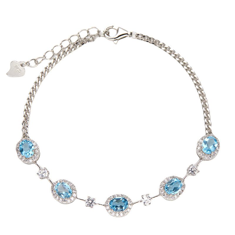 Schmuck S Reines Silber Natürlicher Granatapfel Topas Diopsid Edelstein Armband Für Frauen_voghion.com