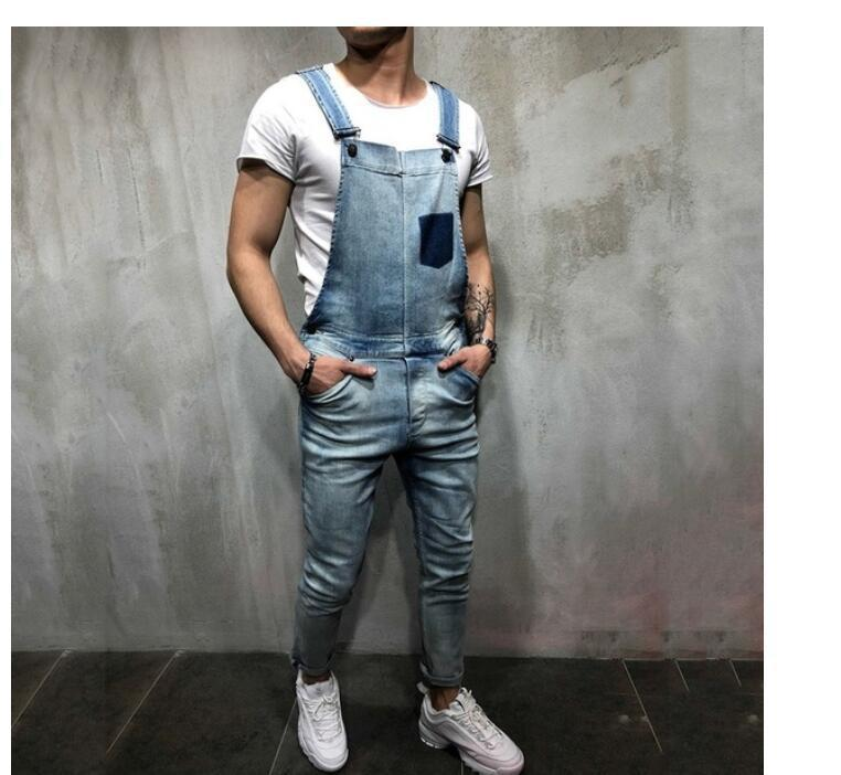 Men's halter denim rompers jeans and pants_voghion.com