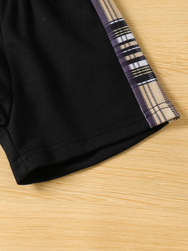 Cross Border INS Sommeranzug für Säuglinge und Kleinkinder im Bären-Print mit kurzärmeligem Oberteil und karierten Shorts_voghion.com