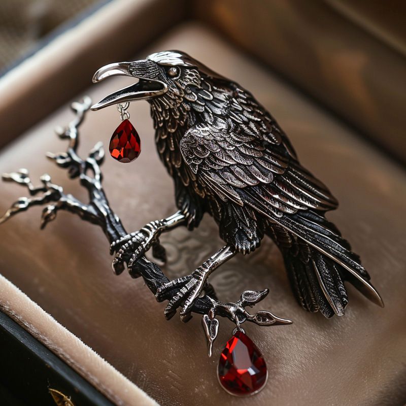 Original Customized Brooch Personalized Dark Wind Crow Corsage Pin_voghion.com