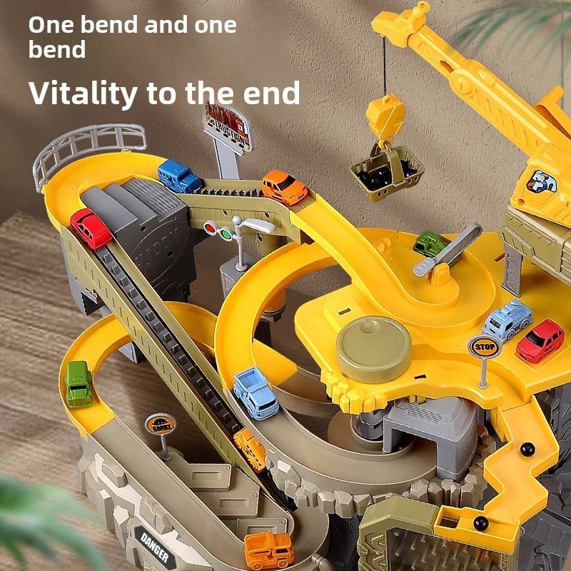 Children's Engineering Railcar Coasting Small Train Parking Lot 3-year-old Boy Toy Puzzle Car Big Adventure_voghion.com