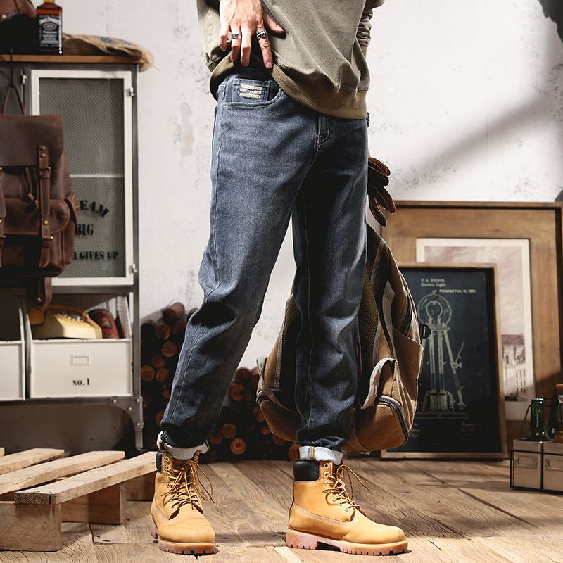 Grouss Gréissten Härekleeder Qualitéit Hierscht a Wanter Handduchbuedem gestickte Jeans Männer Plus Fat Plus Size Slim Fit Fat Jeans Männer_voghion.com