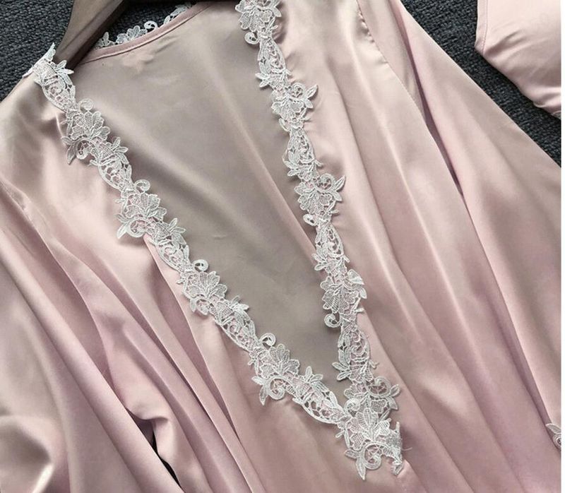 Lenjerie de dormit pentru femei Pijamale sexy din cinci piese pentru femei Rochie de mireasa cu maneca mijlocie de vara Marime mari Imbracaminte pentru casa Camasa de noapte_voghion.com