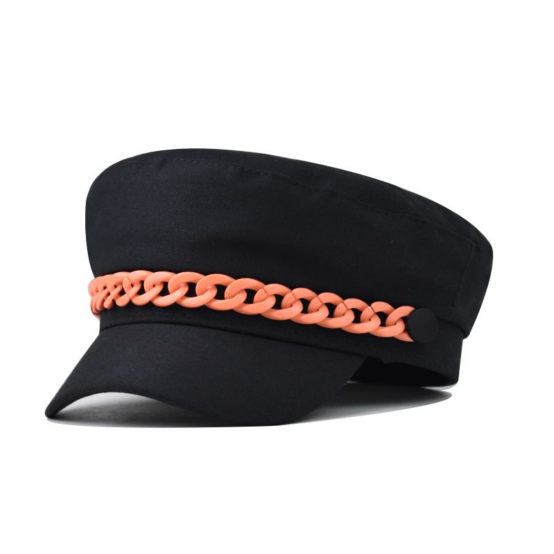 Simple Seven Color Chain Beret Women's Autumn And Winter Duckbill Versatile Octagonal British Painter Hat_voghion.com