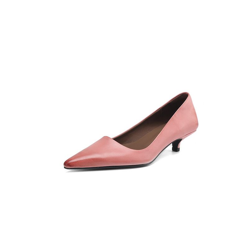 Scarpe singole da pendolarismo in stile francese, semplici, con punta a punta, basse, versatili, casual, a copertura totale, con tacco a gatto sottile_voghion.com