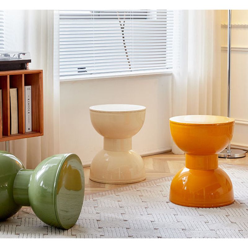 Mesa de centro nórdica de plástico color crema para comedor, sala de estar, pequeña y creativa, redonda, para entrada, cambiador de zapatos_voghion.com