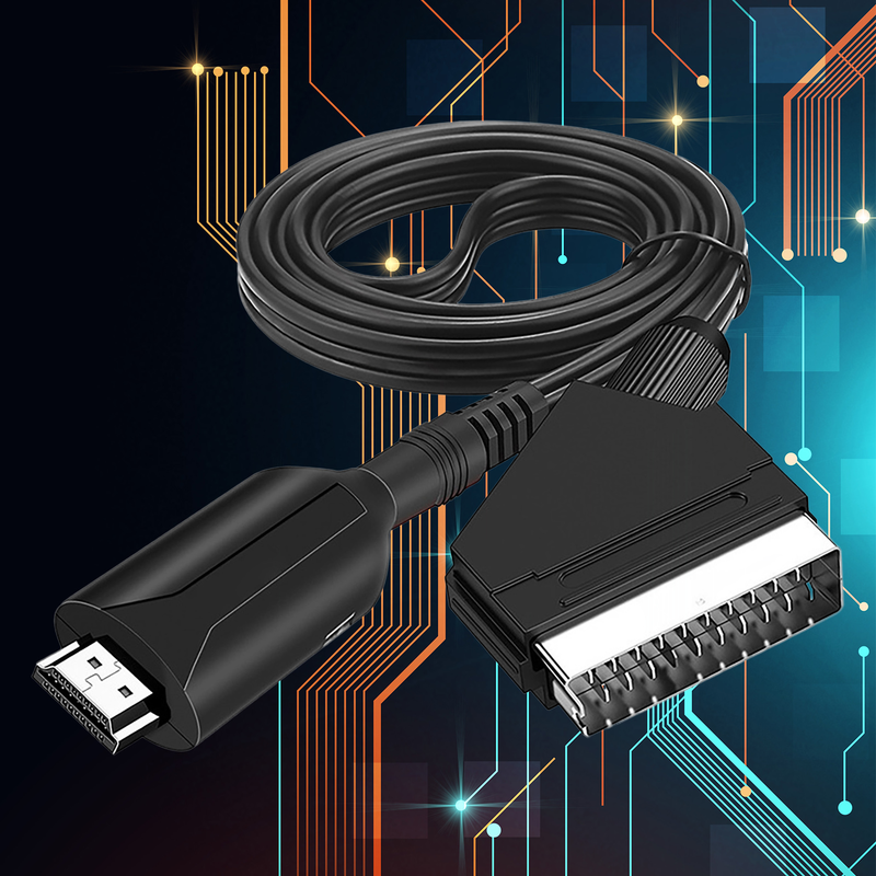 Xinweiqing Video Audio Adapter Mini High Resolution HDMI-compatible to Scart AV Signal Converter with USB Cable for DVD Player_voghion.com