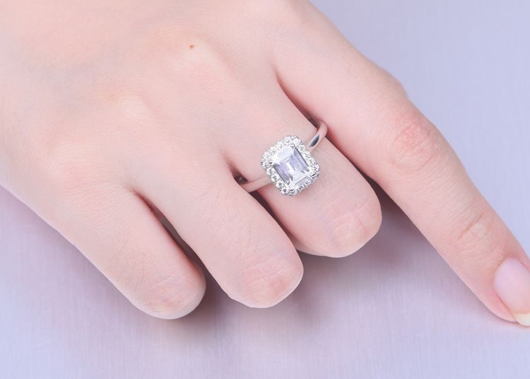 Women's Jewelry Sterling Silver Combination Ring Set Proposal Wedding Ring Princess Square S925 Silver Ring Set_voghion.com
