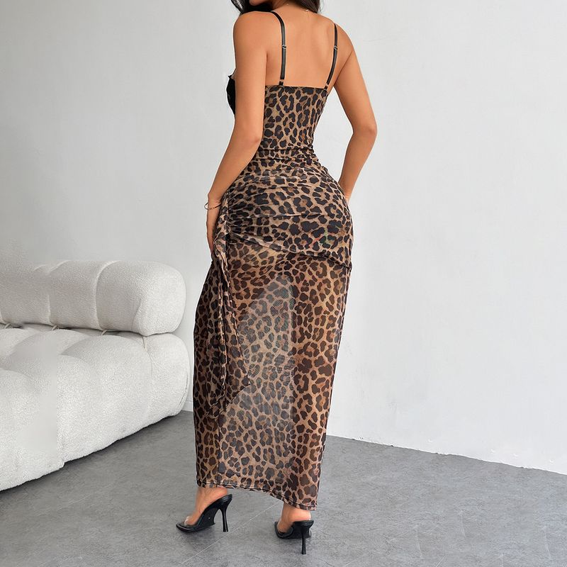 K New Sexy Wild Leopard Print Lace-up Corset Dress For Women_voghion.com