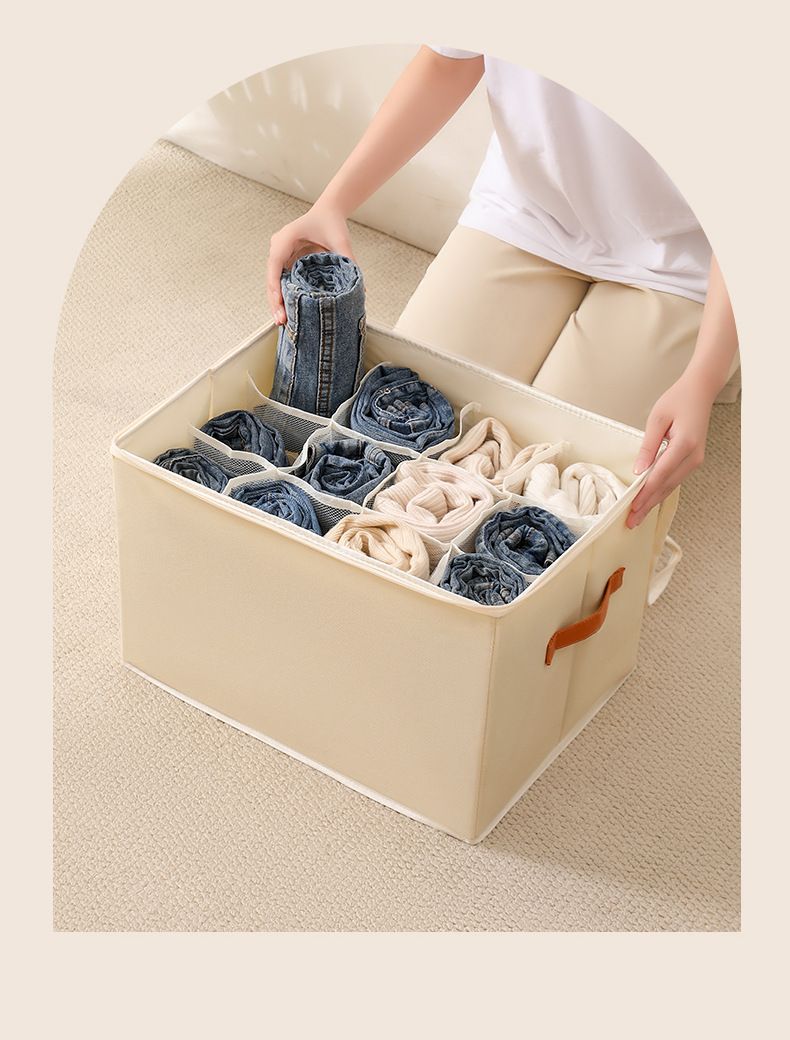 Boîte à chaussures pliable en tissu avec couvercle transparent – Organiseur respirant à compartiments multiples pour chaussures et accessoires (43 × 32 × 30 cm, lavable, empilable)_voghion.com