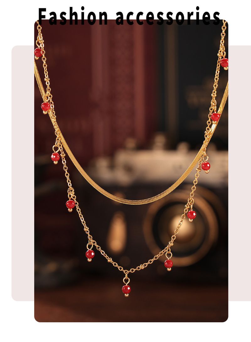 Collana in pietra naturale fatta a mano con piccole perle, catena per clavicola, collana ultra sottile, catena a doppio strato impilata, da donna_voghion.com