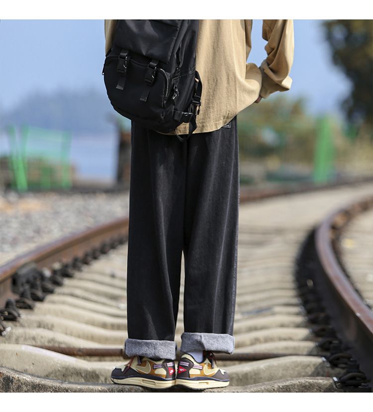 Jeans im amerikanischen Stil für Herren, lockere, übergroße, trendige Markenjeans mit elastischem Bund und geradem, weitem Bein_voghion.com