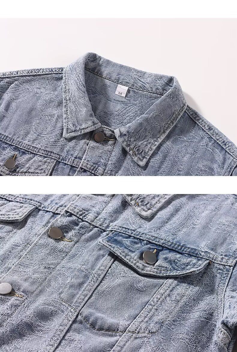 Herrenbekleidung Alter Retro gewaschener Jeansanzug Lose Jacke Mantel Lässiger Zweiteiler Anzug Trendy_voghion.com