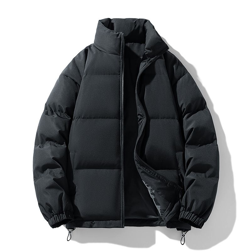 Solid Color Stand Collar Down Cotton For Men And Women 2024 New Winter Thickened Warm Trendy Casual Couple Puffer Jacket_voghion.com