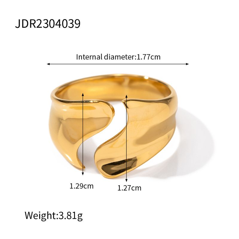 Outsidered design with exaggerated style, gold-plated stainless steel curved ring opening, non fading accessory_voghion.com
