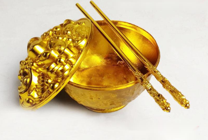 Sacrificial Supplies Plastic Gold Bowl And Chopsticks Tree Qingming Tomb-Sweeping Yuanbao Ghost Money Yellow Burning_voghion.com