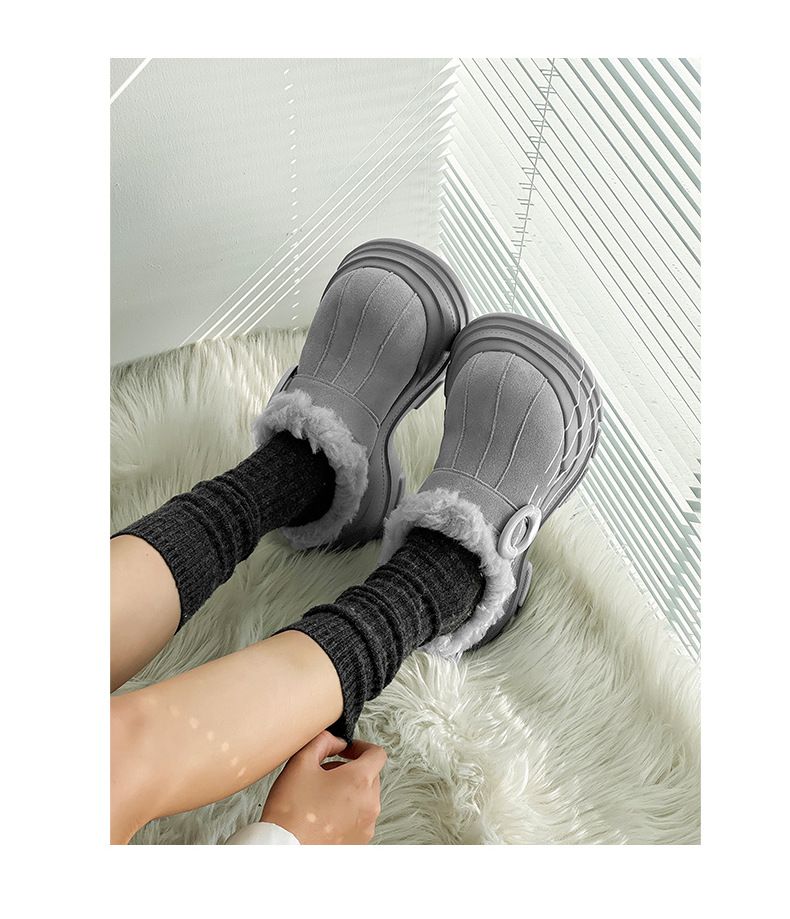 Herrenschuhe Winter Paar Dickbesohlte Geschlossene Zehen Warme Schneestiefel Einstufige Wasserdichte Und Rutschfeste Hausschuhe Für Große Zehen Paar Baumwollschuhe_voghion.com