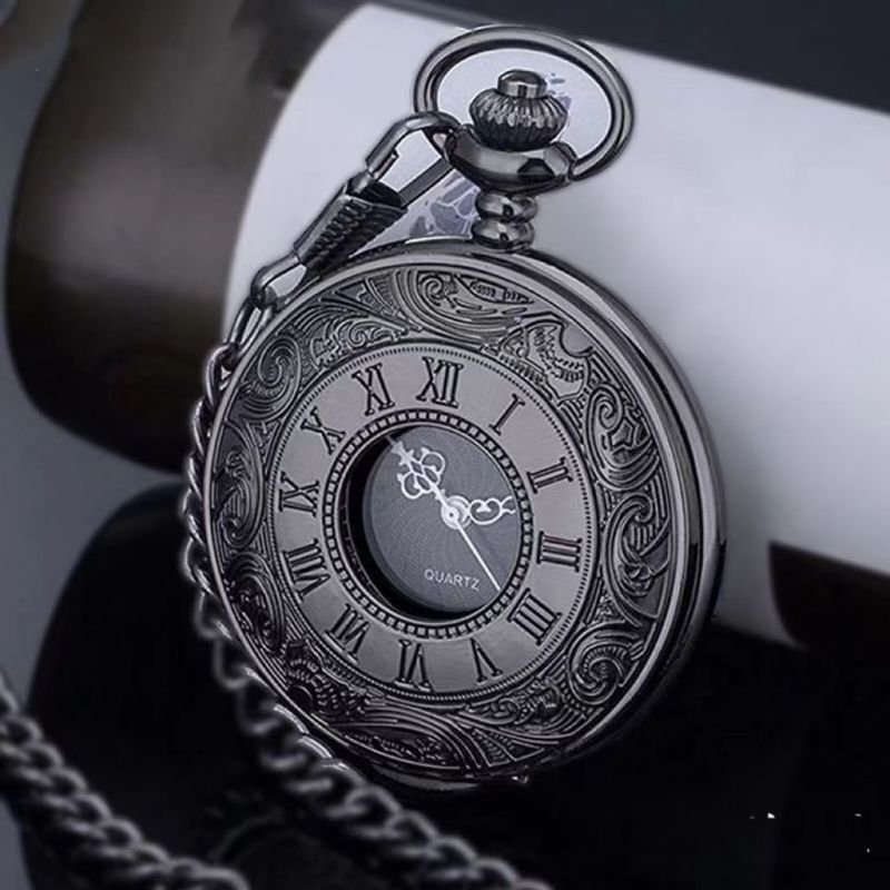 Vintage Pocket Watch Three-dimensional Relief Double Display Quartz Watch Men And Women Couples Decorated Pointer Necklace Watch_voghion.com