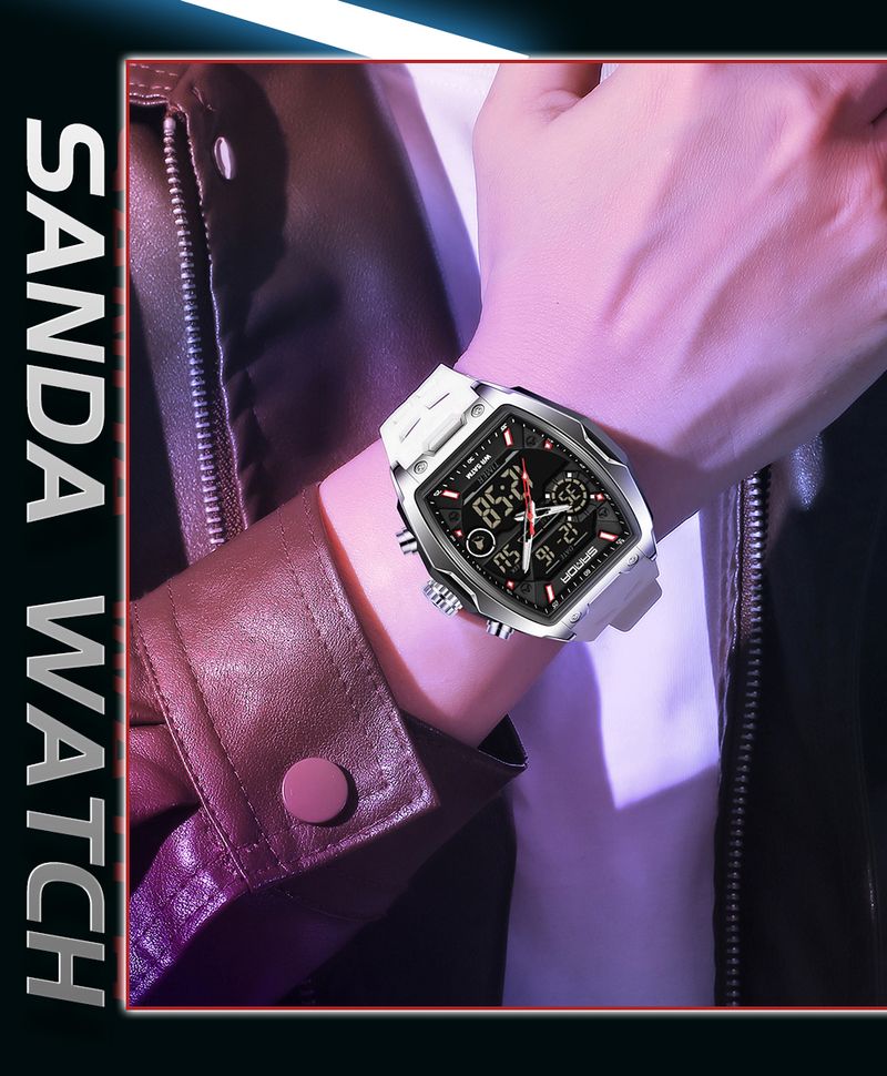 SANDA Dual Display Electronic Watch Barrel Big Dial Sports LED Analog Digital Chronograph Military Wristwatch 2025_voghion.com