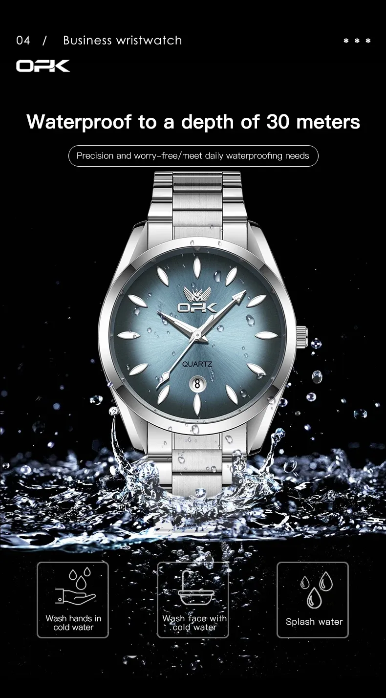 OPK Mens Watch Quartz Watch Waterproof Luminous Stainleess Steel Watches For Man Automatic Date Watch With Box_voghion.com