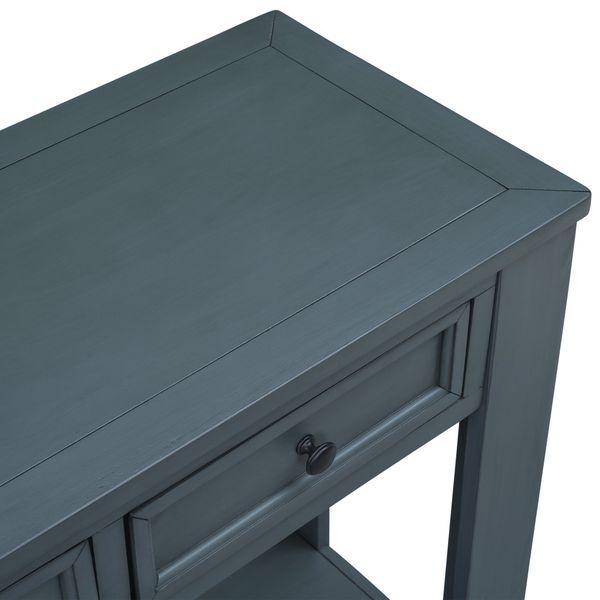 TREXM Console Table/Sofa Table With Storage Drawers And Bottom Shelf For Entryway Hallway (Navy)_voghion.com