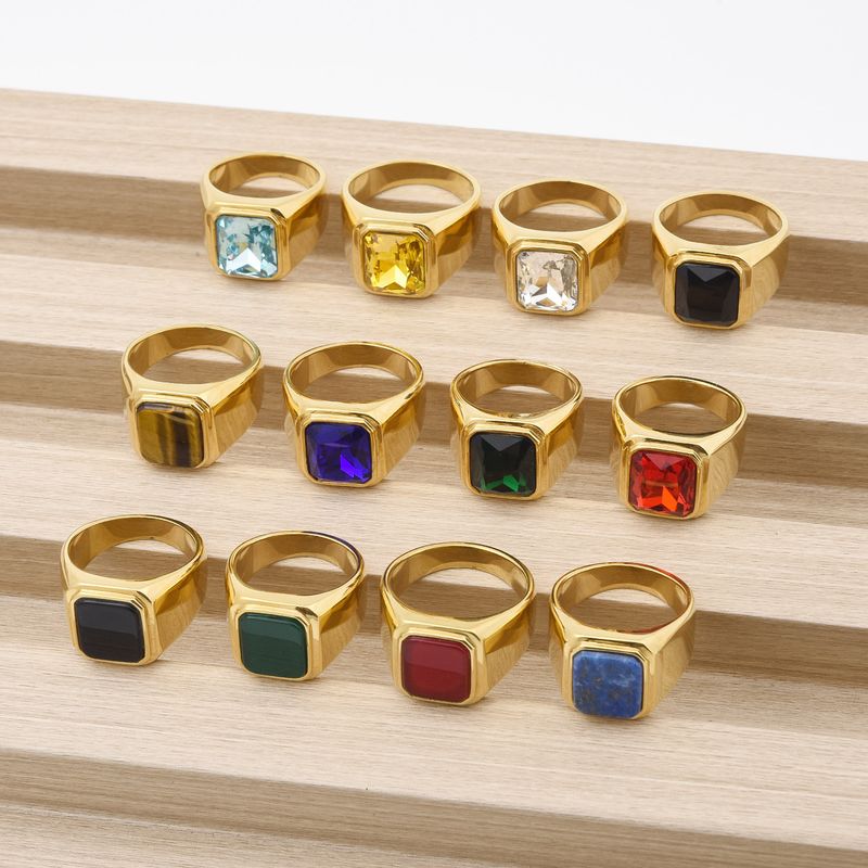 Heiße Verkäufe Heiße Verkäufe Männer/Frauen Trend Hohe Qualität 316L Edelstahl Mehrere Farben Edelstein Stil Onyx Goldene Ringe Schmuck_voghion.com
